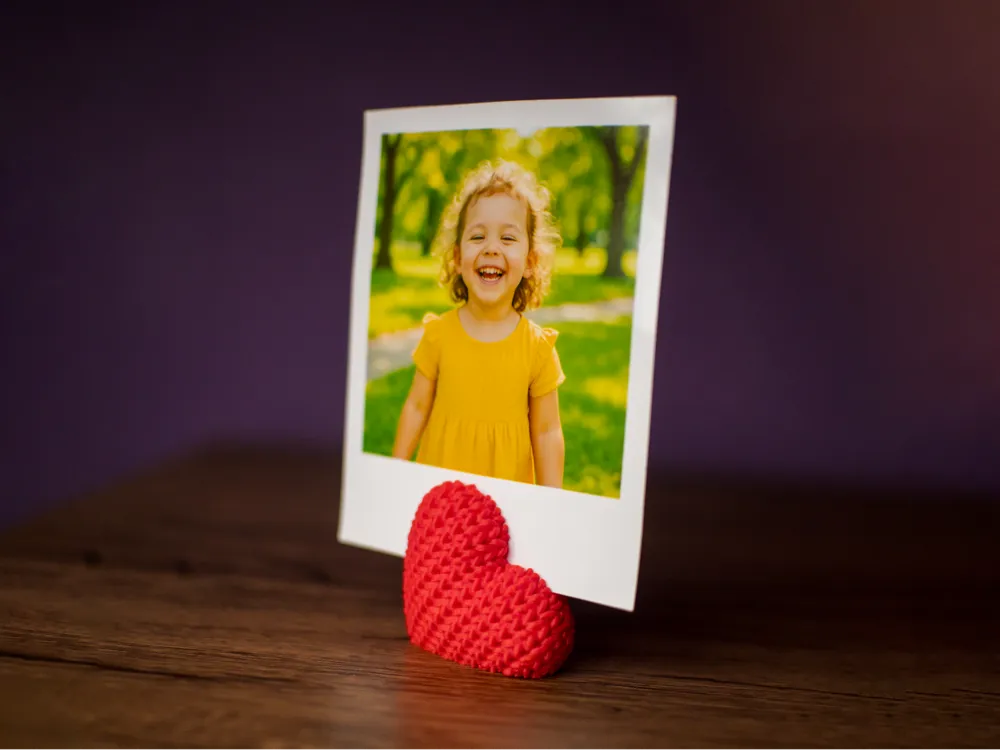Porte-Photo Cœur Effet Tricot en Impression 3D