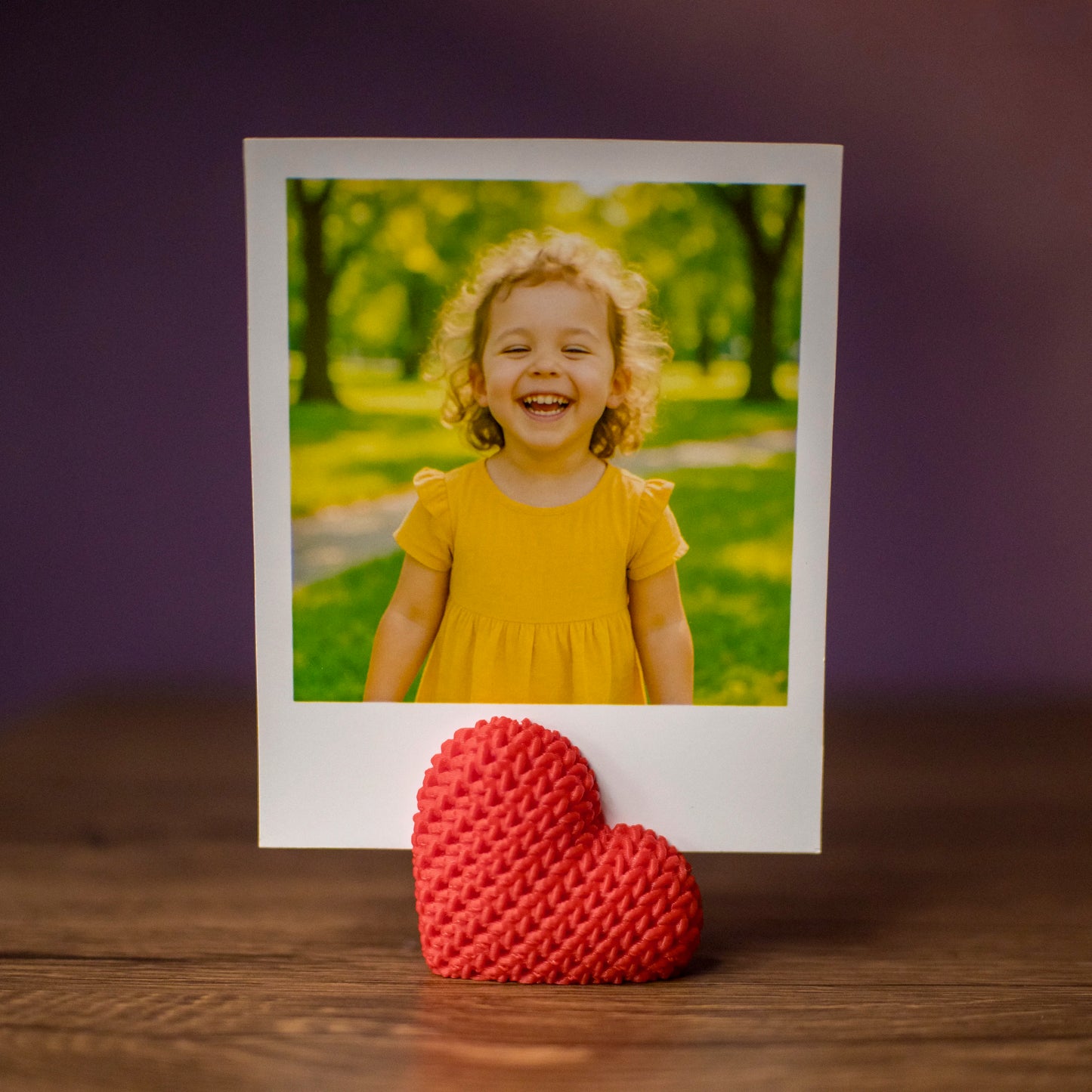 Porte-Photo Cœur Effet Tricot en Impression 3D